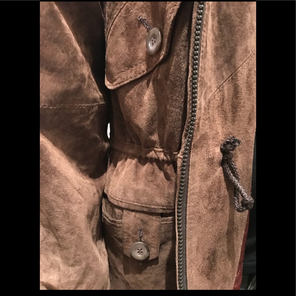Genuine Leather Fox Fur Parka Hooded Suede Coat XS - Picture 4 of 4